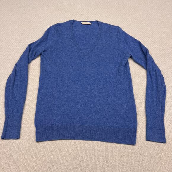 Everlane Cashmere Sweater Medium Blue Vneck Knit Pullover Preppy Classic - Picture 1 of 7